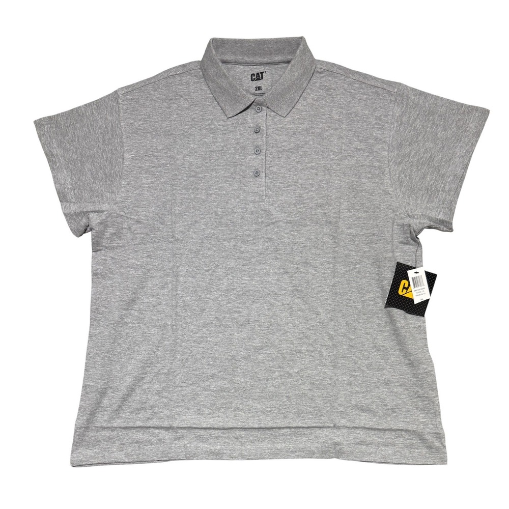 NEW‎ Caterpillar CAT Classic Pique Polo Womens Size 2XL Heather Gray